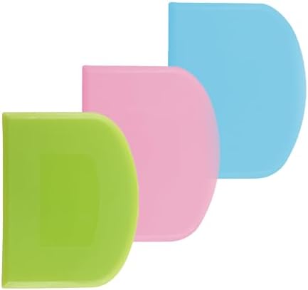 3 Pcs Dough Scraper Set, Flexible Plastic Bowl Scrapers, 4.6x3.65 Inch Sharp by Unknown