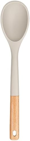 Badiano Large Silicone Cooking Spoons, Nonstick Solid Wooden Handle by BADIANO