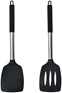 2Pack Small Silicone Turner High Heat Resistant Slotted Spatula by HOIRIX