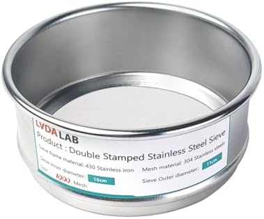 4" 304 Stainless Steel Lab Sieve, 1000 Mesh Screen Sifter by LVDALAB