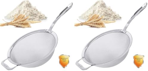 9" Large Mesh Strainer, Stainless Steel 18/8 Extra Fine Quinoa Sieve, by Tiawudi