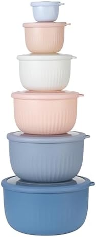 COOK WITH COLOR Prep Bowls with Lids- Wide and Deep Nesting Plastic Small by CookwithColor
