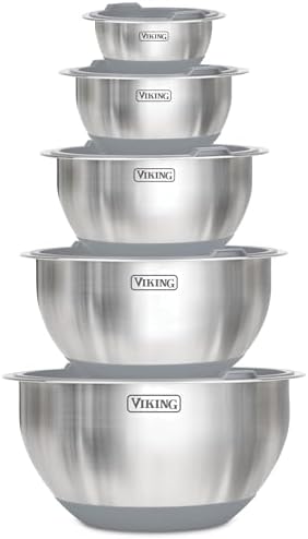 Viking Mixing Bowls Set, 10 Piece Stainless Steel Kitchen Cookware, Non-Slip by Unknown
