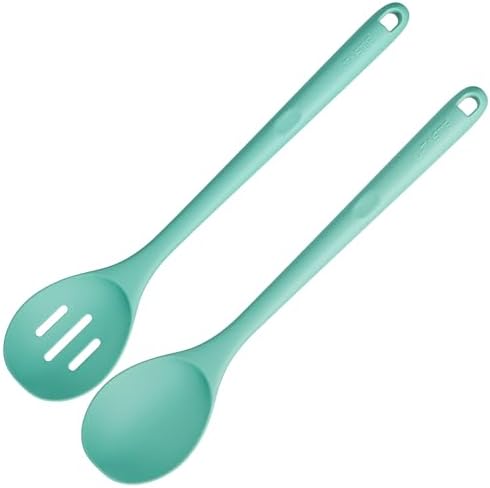U-Taste Silicone Spoons Set of 2, 13.3" Long Large Mixing Spoon, Aqua Sky by U-Taste