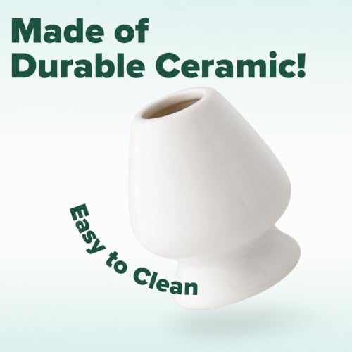 Aprika Life Matcha Whisk White Holder, Ceramic Chasen Stand - Image 5