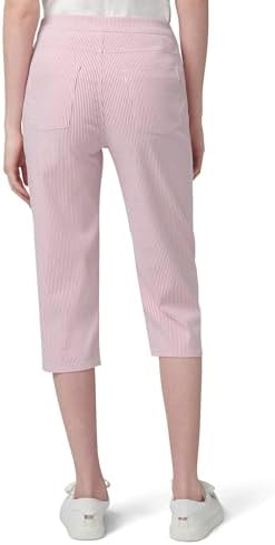HUE Women's Stripe Pull on Pants Cigarette Skimmer Length and Pedal Pusher - Image 2