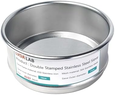 4" 304 Stainless Steel Lab Sieve, 1600 Mesh Screen Sifter by LVDALAB