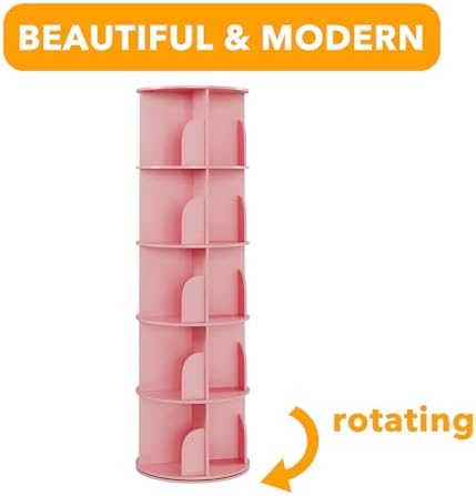 SpaceAid 5 Tier Rotating Bookshelf Tower, Spinning Bookcase Lazy Susan - Image 7