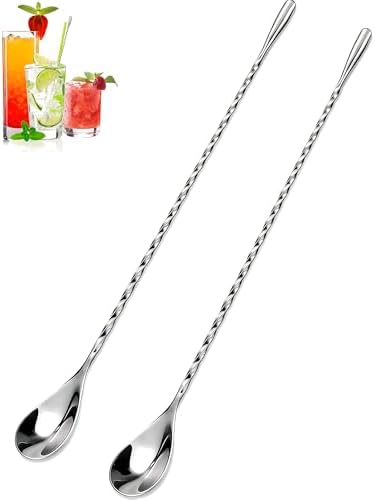 Bar Spoon Set 10 Inch Stainless Steel Cocktail Mixing Spoon 2Pack by Goldelith