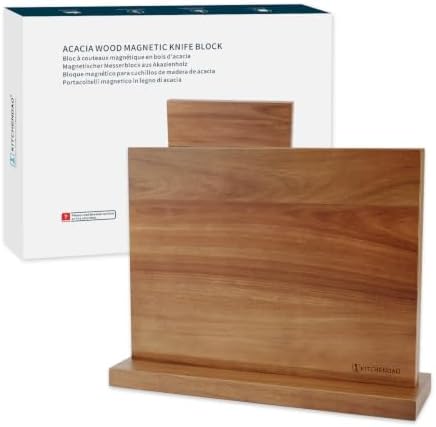 KITCHENDAO Acacia Wood Magnetic Knife Block by KITCHENDAO