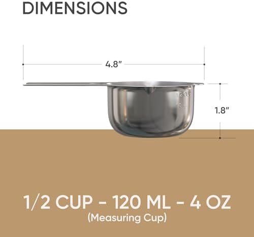Color Up ½ Cup Measuring Cup – Premium Chrome Stainless Steel, Accurate - Image 3