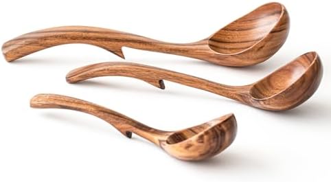 Gudamaye 3 Size Wooden Soup Ladles Set, 3 Hooks by Gudamaye-WoodenUtensilsSets