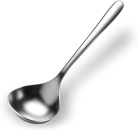 18/8 Stainless Steel Deep Pho Noodle Spoons Big Soup Spoon Large Serving Spoon by Qualizon