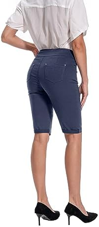 Jenna Rose Women's Stretch Bermuda Shorts – 5-Pocket, Cuffed Hem, Mid-Length - Image 4