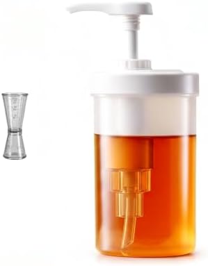 Syrup Dispenser 17.6Oz, Pump Dispenser 500ml Syrup Bottle w Measuring Cup and by Toborher
