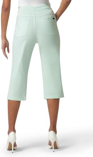 HUE Women's Stripe Pull on Pants Cigarette Skimmer Length and Pedal Pusher - Image 2