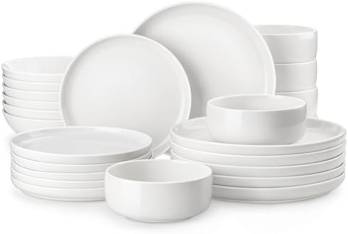 MALACASA 24 Pcs Porcelain Plates and Bowls Sets, Dinnerware Set by MALACASA