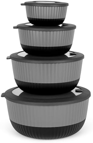 Dora Plastic Mixing Bowls with Lids, 8-Piece Airtight Leak-Proof Nesting by Unknown