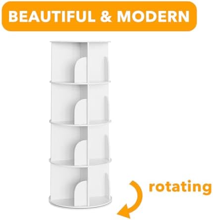 SpaceAid 4 Tier Rotating Bookshelf Tower, Spinning Bookcase Lazy Susan - Image 7