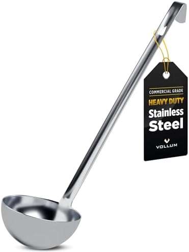 Vollum Stainless Steel Soup Ladle – Heavy Duty One-Piece 16 oz by Vollum