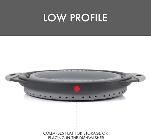 Dexas 8" Collapsible Silicone Colander in Cool Grey, Kitchen Strainer - Image 6