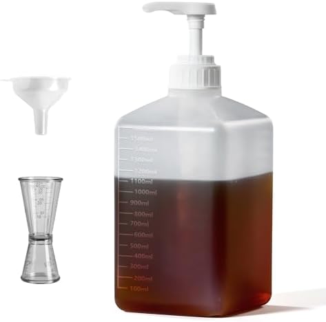 Large Capacity Syrup Dispenser for Coffee Bar, Pump Dispenser 54oz 1600ml PET by Toborher