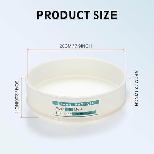 PATIKIL 40 Mesh Lab Sieve, 7.9" Diameter Sifting Screen Nylon Wire Cloth Fine - Image 2