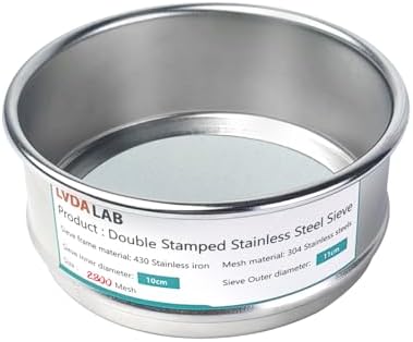 4" 304 Stainless Steel Lab Sieve, 2800 Mesh Screen Sifter by LVDALAB