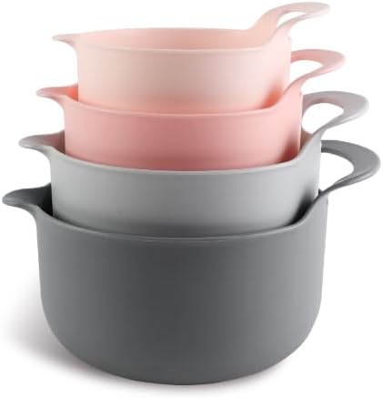 COOK WITH COLOR Nesting Plastic Mixing Bowl Set with Pour Spouts and Handles by CookwithColor