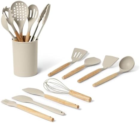 Amazon Basics Kitchen Utensils Set, 14-Piece Silicone Cooking Utensils by AmazonBasics