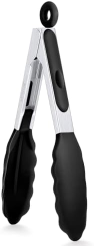 7 Inch Silicone Kitchen Tongs, Heat Resistant Cooking Utensils by AUWUB