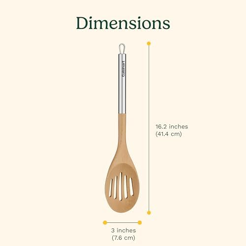 Cuisinart Slotted Spoon, 0.75" x 3" x 16.375", Beechwood/Silver - Image 2
