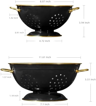 Metal Colander 2 Pack, 3.5 Quart Powder Coated Self-draining Solid Ring Base - Image 2