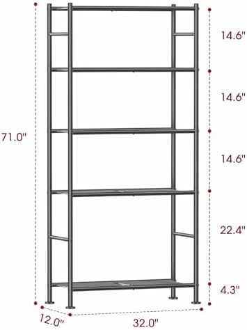 Sakugi 5-Tier Metal Storage Shelves Adjustable Feet - Image 2