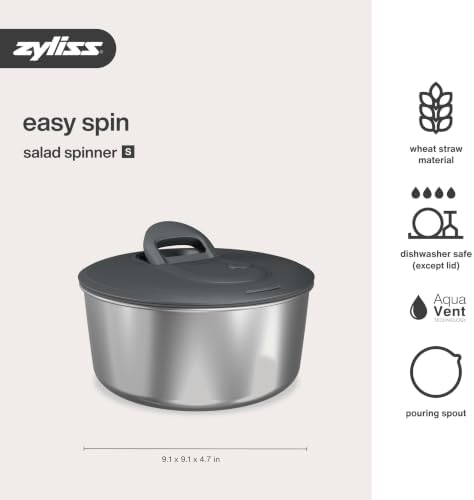 Zyliss Easy Spin Salad Spinner, 2–4 Servings, Stainless Steel - Image 6