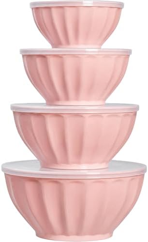 BoxedHome Mixing Bowls with Lids Set, 8 pieces Large 0.2” Thick Plastic Nesting by BoxedHomeProducts