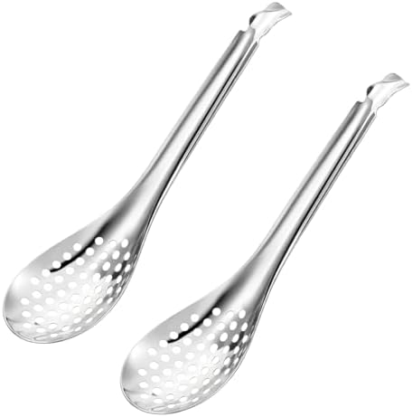 2Pcs Spherification Spoon Small Slotted Spoons Stainless Steel Caviar Spoons by Unknown