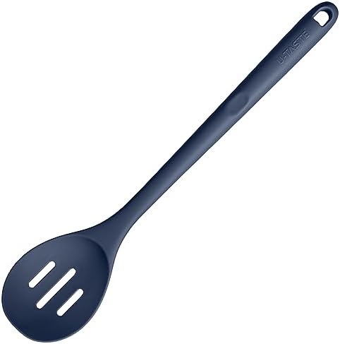U-Taste Silicone Slotted Spoon, 13.3" Long Large Mix Spoon, Midnight Blue by U-Taste