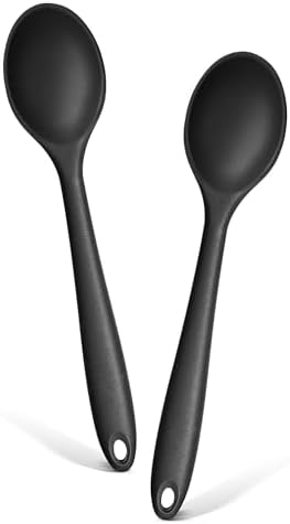 E-far Silicone Cooking Spoon Set of 2, Heat Resistant Mixing Spoon Utensils by E-far