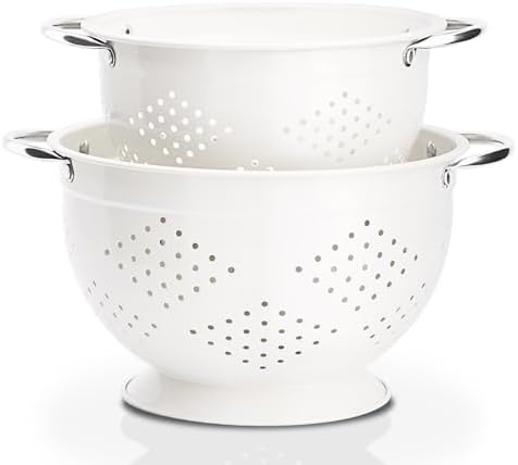Rorence Powder Coated Steel Colanders: 3 Quart and 5 Quart Set of 2 by Rorence