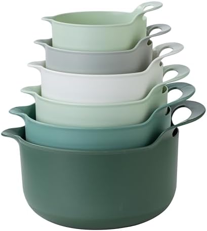 COOK WITH COLOR Nesting Plastic Mixing Bowl Set with Pour Spouts and Handles by CookwithColor