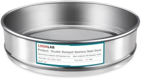 7.9" 304 Stainless Steel Lab Sieve, 12 Mesh Screen Sifter by LVDALAB