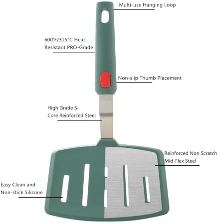 Silicone Wide Pancake Spatula, Slotted Turner - Image 3