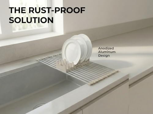 Medium Aluminum Roll Up Dish Drying Rack 17" x 13" - Image 2