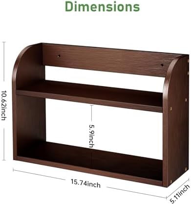 ROMGUAR CRAFT 2 Tier Bamboo Spice Rack, Countertop or Wall Mounting - Image 3