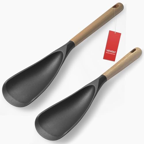 Vovoly Cooking Spoons, Nonstick Silicone Spatula Spoon Set by VOVOLY