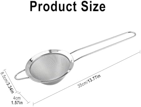 3 Pcs Fine Mesh Strainer, 3.35'' Stainless Steel Small Fine Mesh Strainer - Image 2