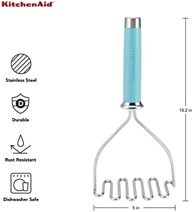 KitchenAid Gourmet Stainless Steel Wire Masher, 10.24-Inch, Aqua Sky - Image 2