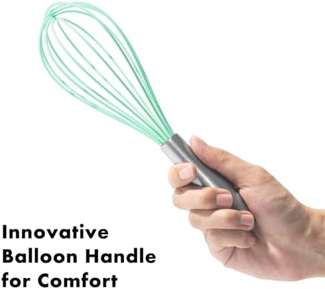 OYV 10-Inch Teal Silicone Whisk, Non-Scratch, 18/10 Stainless Steel Handle - Image 3