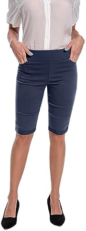Jenna Rose Women's Stretch Bermuda Shorts – 5-Pocket, Cuffed Hem, Mid-Length - Image 2